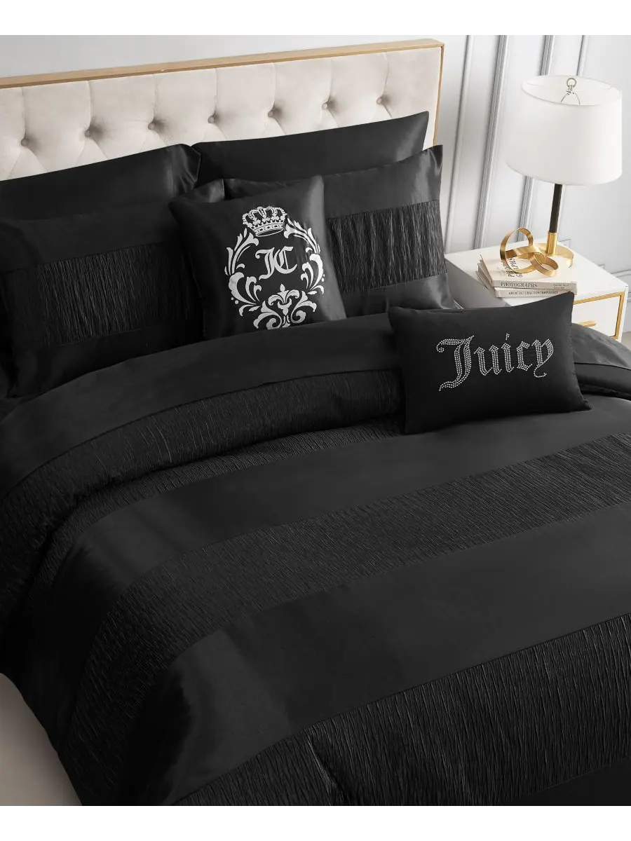 Комплект постельного белья Glam Night Stripe из 4 предметов, размер Twin/Twin XL Juicy Couture — изображение 3 из 6, черный