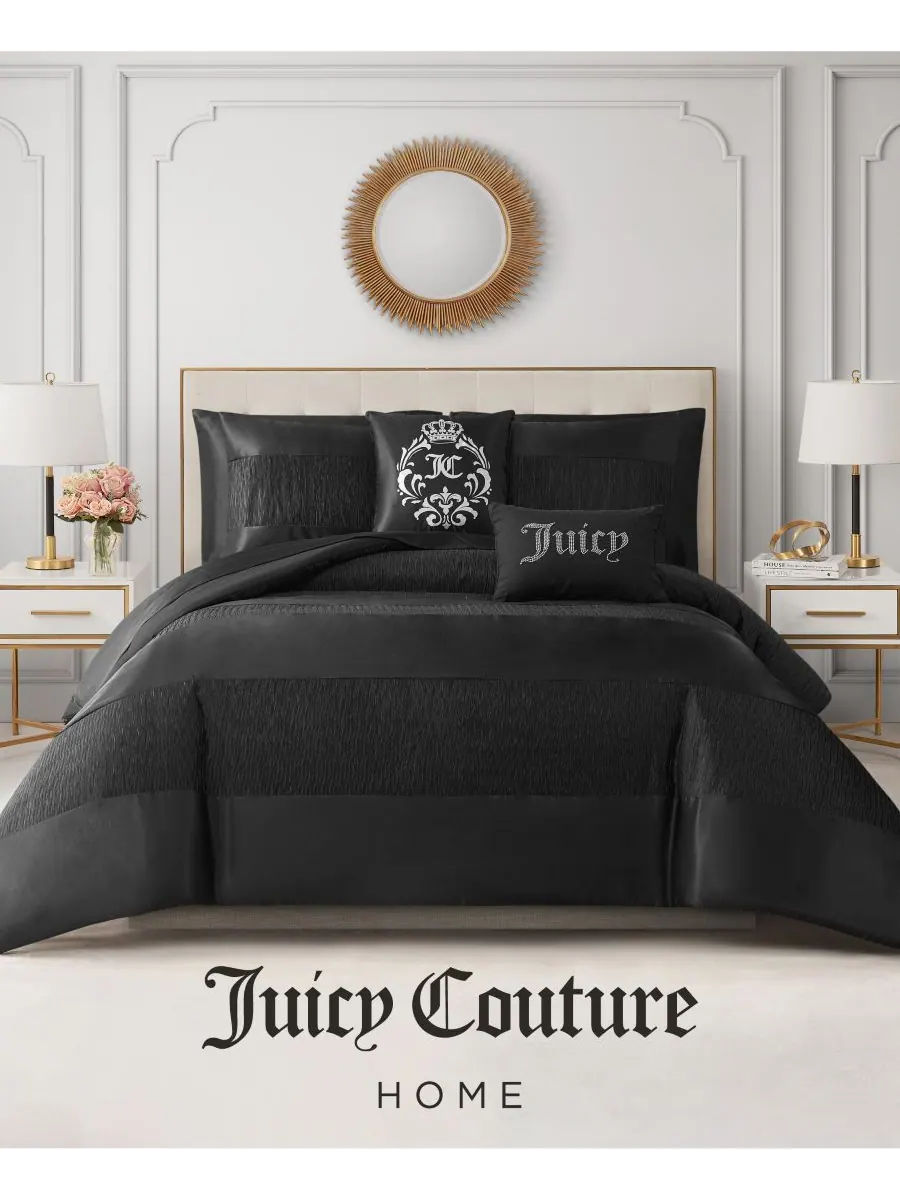 Комплект постельного белья Glam Night Stripe из 4 предметов, размер Twin/Twin XL Juicy Couture — изображение 6 из 6, черный