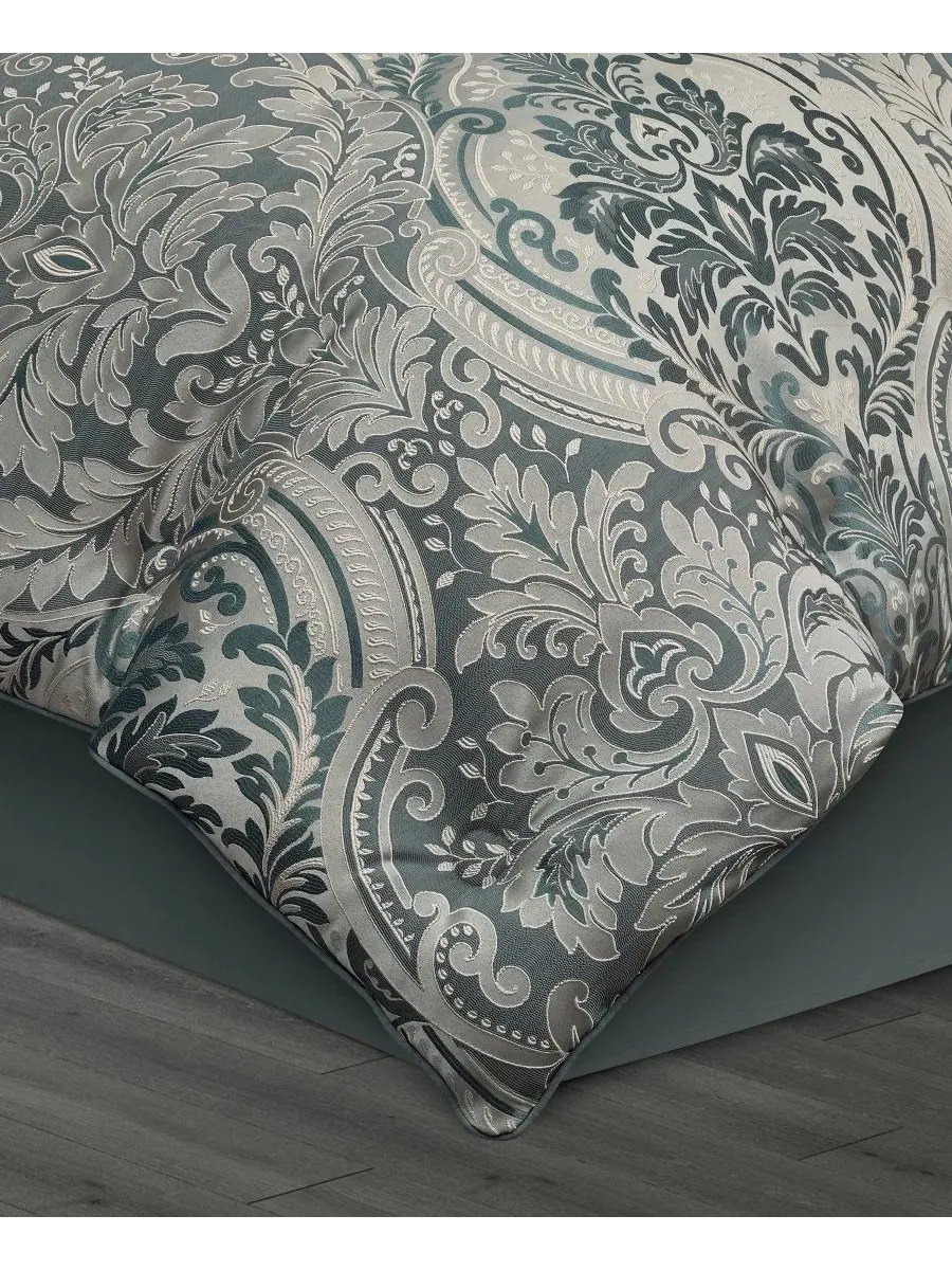Комплект постельного белья Renata Floral из 4 предметов, размер Queen J Queen New York — изображение 4 из 6, бирюзовый
