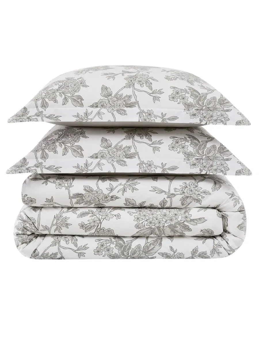 Комплект стеганого одеяла Mila Floral Brooklyn Loom — изображение 4 из 5, белый серый