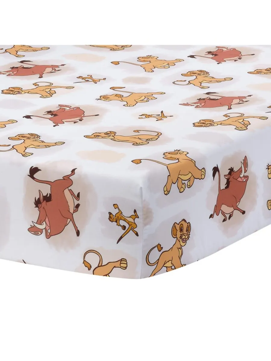 Lambs & Ivy Простыня для детской кроватки Disney Baby Lion King Safari - белая
