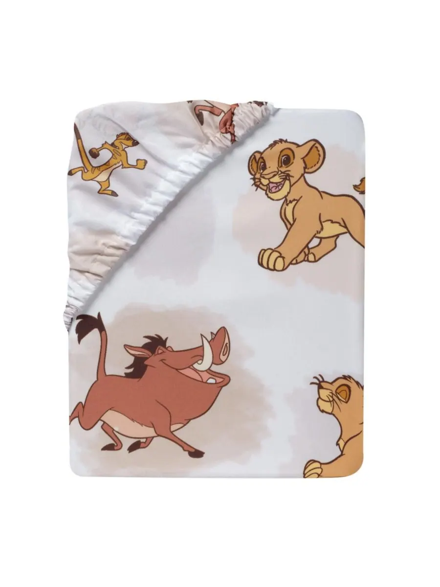 Lambs & Ivy Простыня для детской кроватки Disney Baby Lion King Safari - белая — изображение 4 из 6, белый