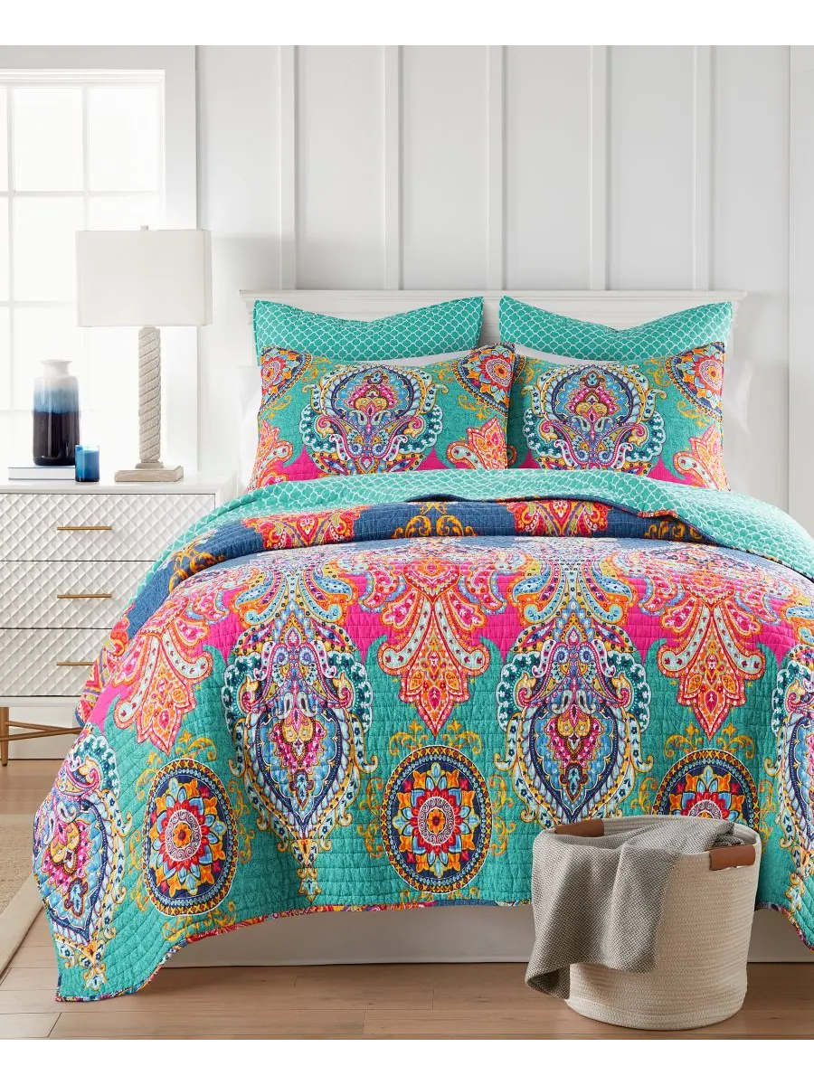 Двусторонний комплект постельного белья Fantasia Boho, 2 предмета, размер Twin/Twin XL Levtex — изображение 2 из 7, бирюзовый