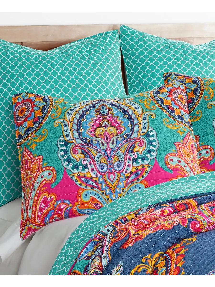 Двусторонний комплект постельного белья Fantasia Boho, 2 предмета, размер Twin/Twin XL Levtex — изображение 3 из 7, бирюзовый