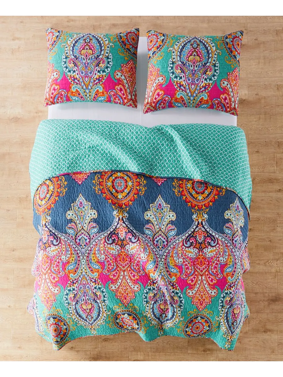 Двусторонний комплект постельного белья Fantasia Boho, 2 предмета, размер Twin/Twin XL Levtex — изображение 4 из 7, бирюзовый