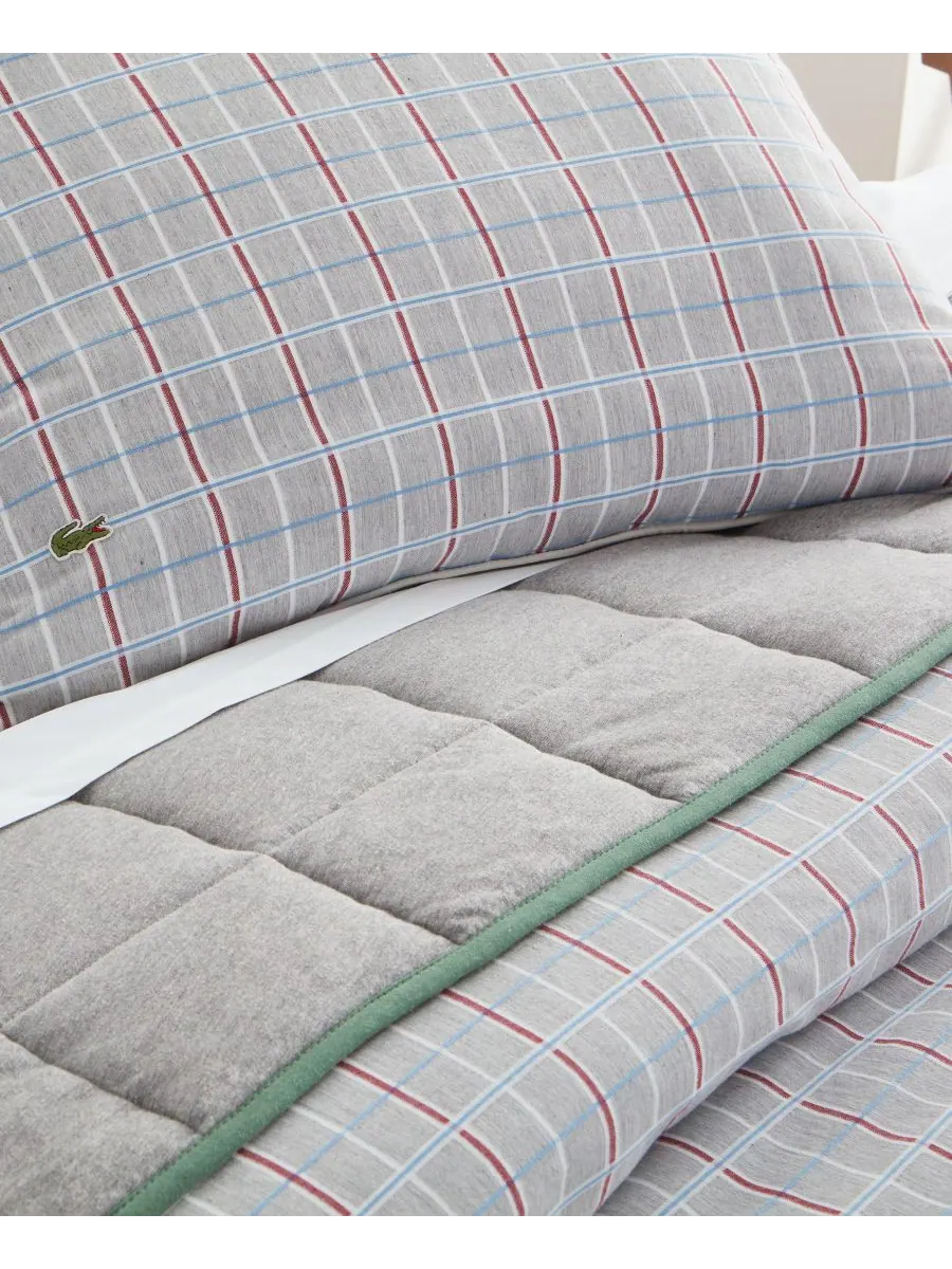 Комплект постельного белья Racquet Check из 3 предметов, размер Full/Queen Lacoste Home — изображение 5 из 5, серый