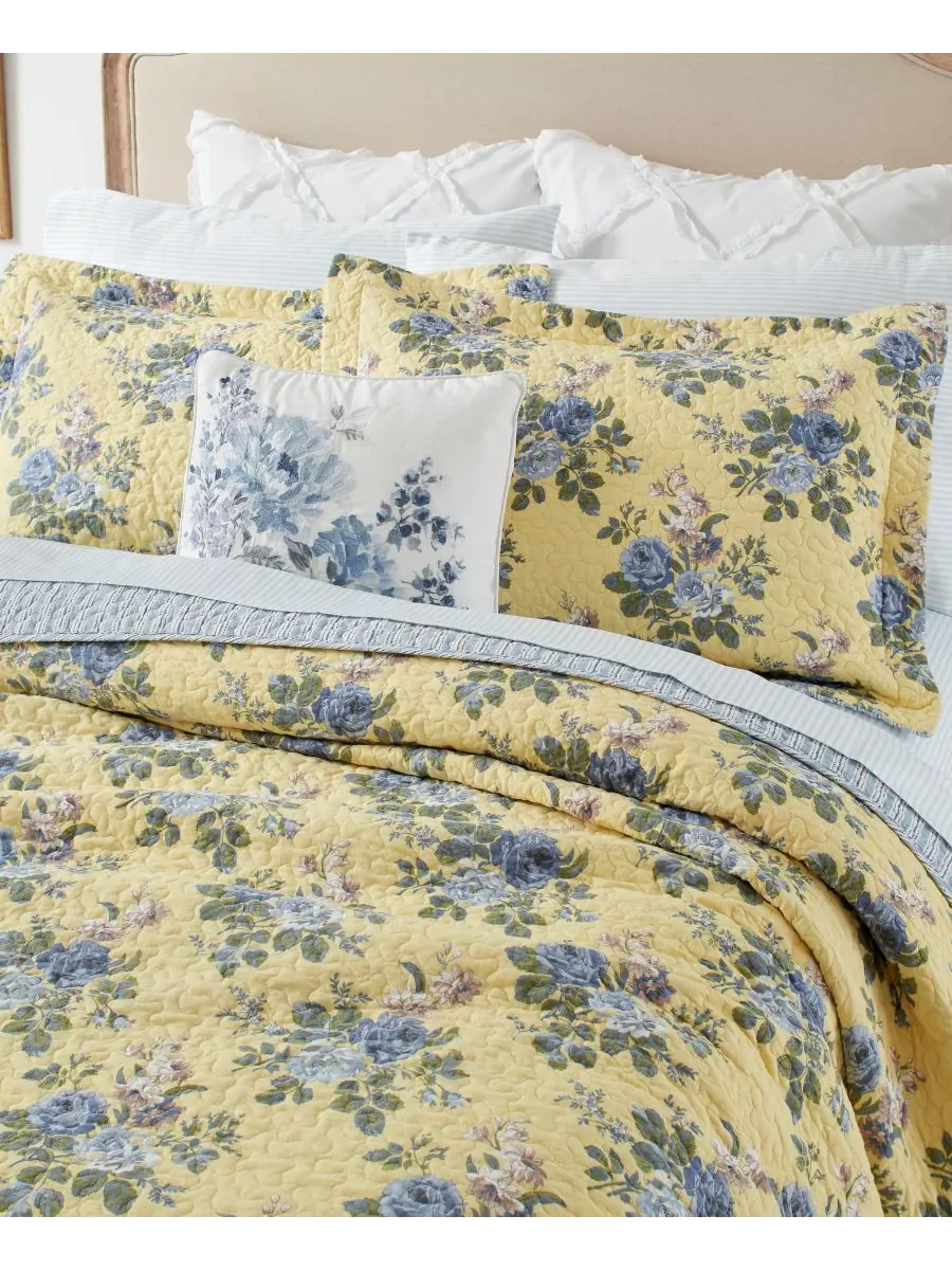 Двусторонний комплект постельного белья из хлопка Linley, 2 предмета, размер Twin Laura Ashley — изображение 2 из 7, желтый
