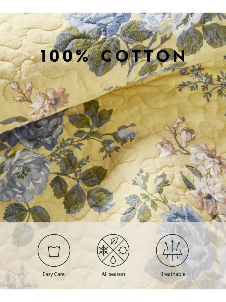 Двусторонний комплект постельного белья из хлопка Linley, 2 предмета, размер Twin Laura Ashley — изображение 7 из 7, желтый