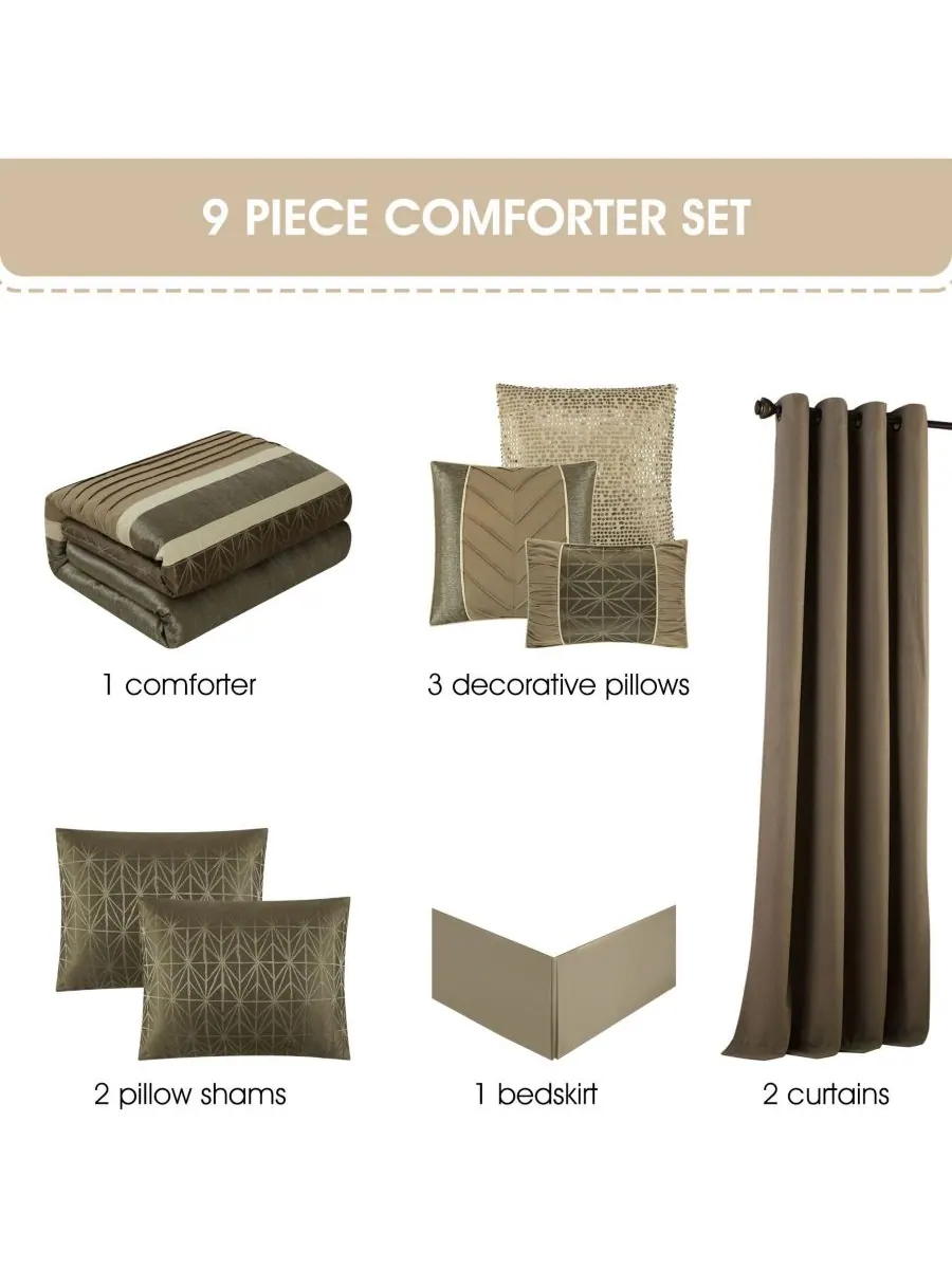 Комплект постельного белья trinity geometric из 9 предметов, размер king Stratford Park — изображение 6 из 9, тауп