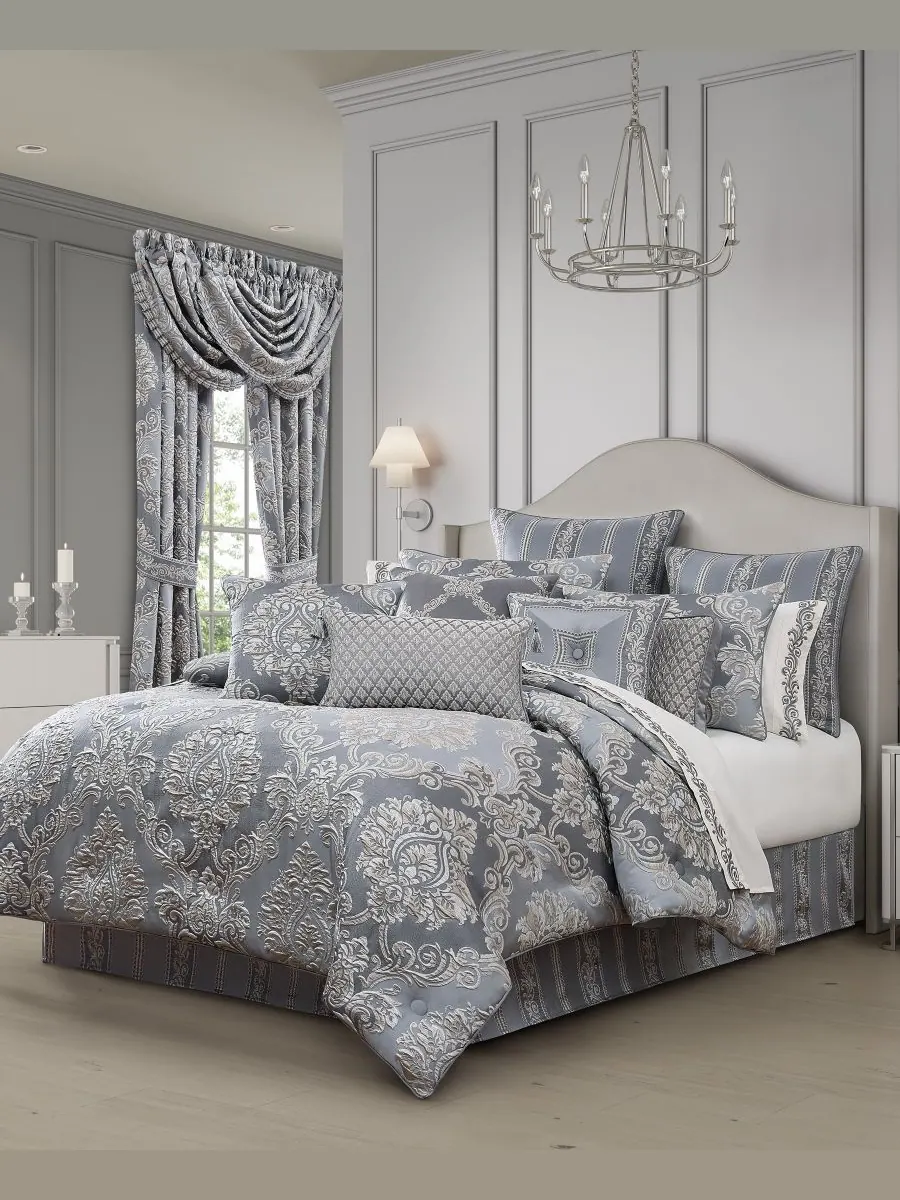 Наволочка krista woven damask, европейская J Queen New York — изображение 4 из 4, синий