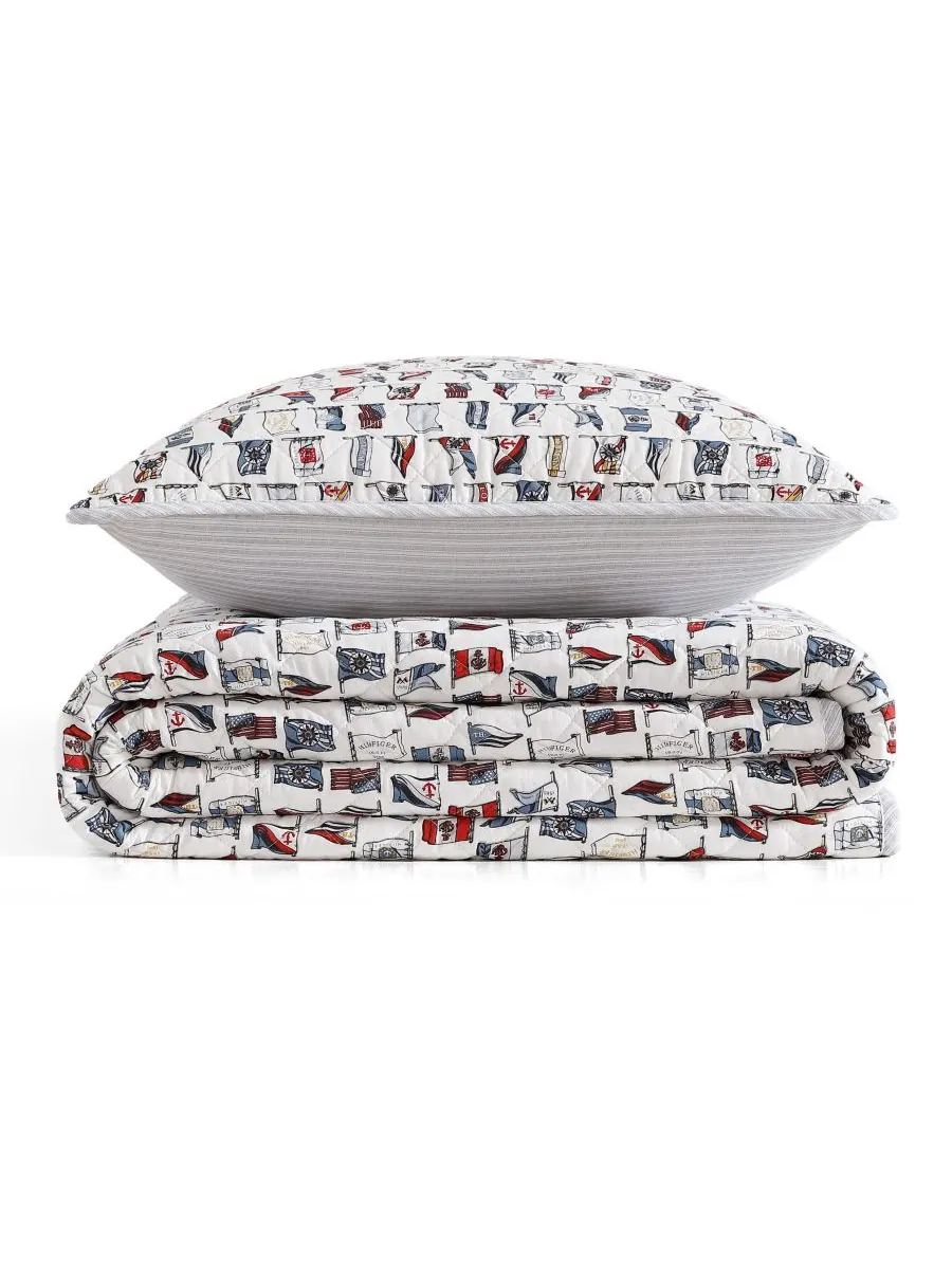 Tommy Hilfiger комплект постельного белья из хлопка с рисунком размер King, 3 предмета — изображение 6 из 7