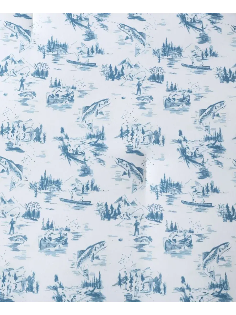 Комплект постельного белья Fish Town Toile, 3 предмета, двусторонний, размер King Eddie Bauer — изображение 6 из 8, синий