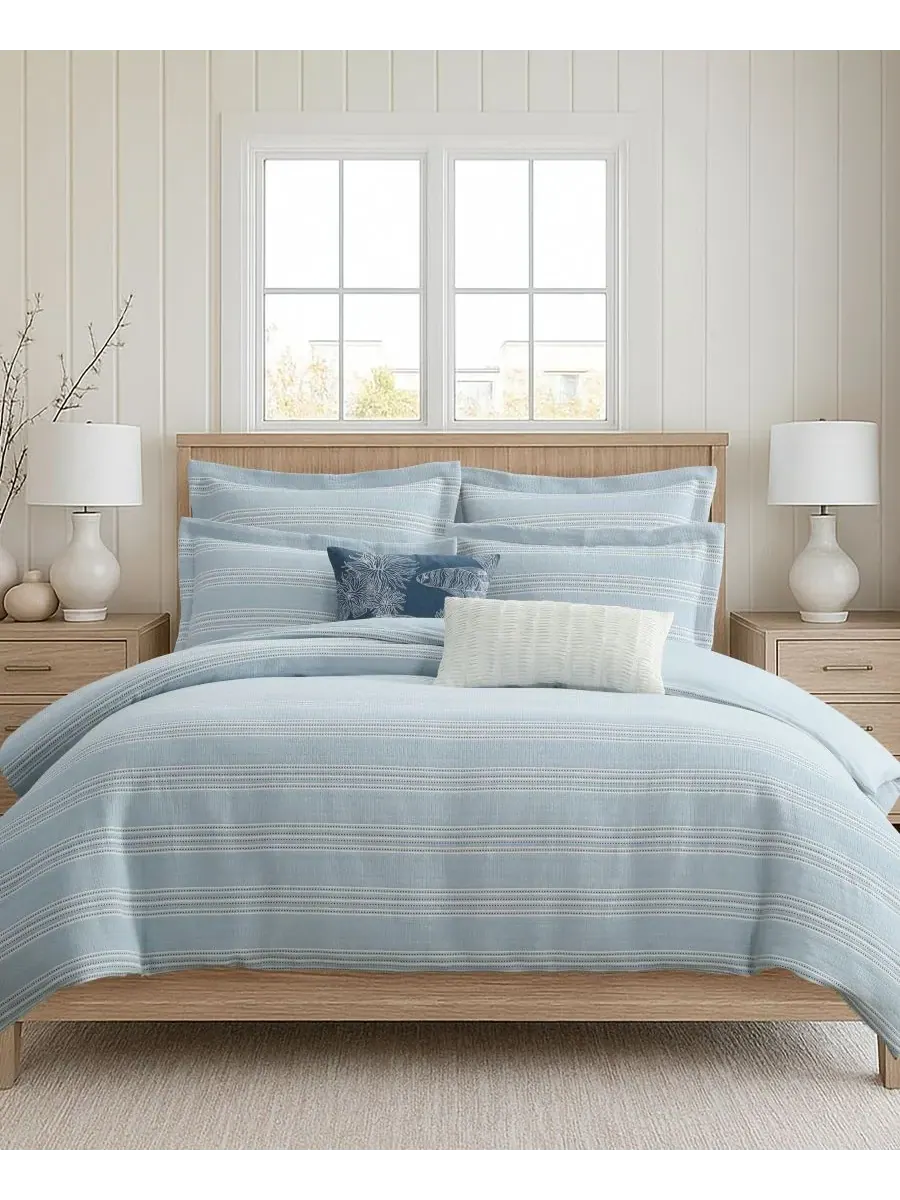 Комплекты постельного белья Home Clayton Stripes с текстурированной поверхностью Levtex — изображение 2 из 4, синий