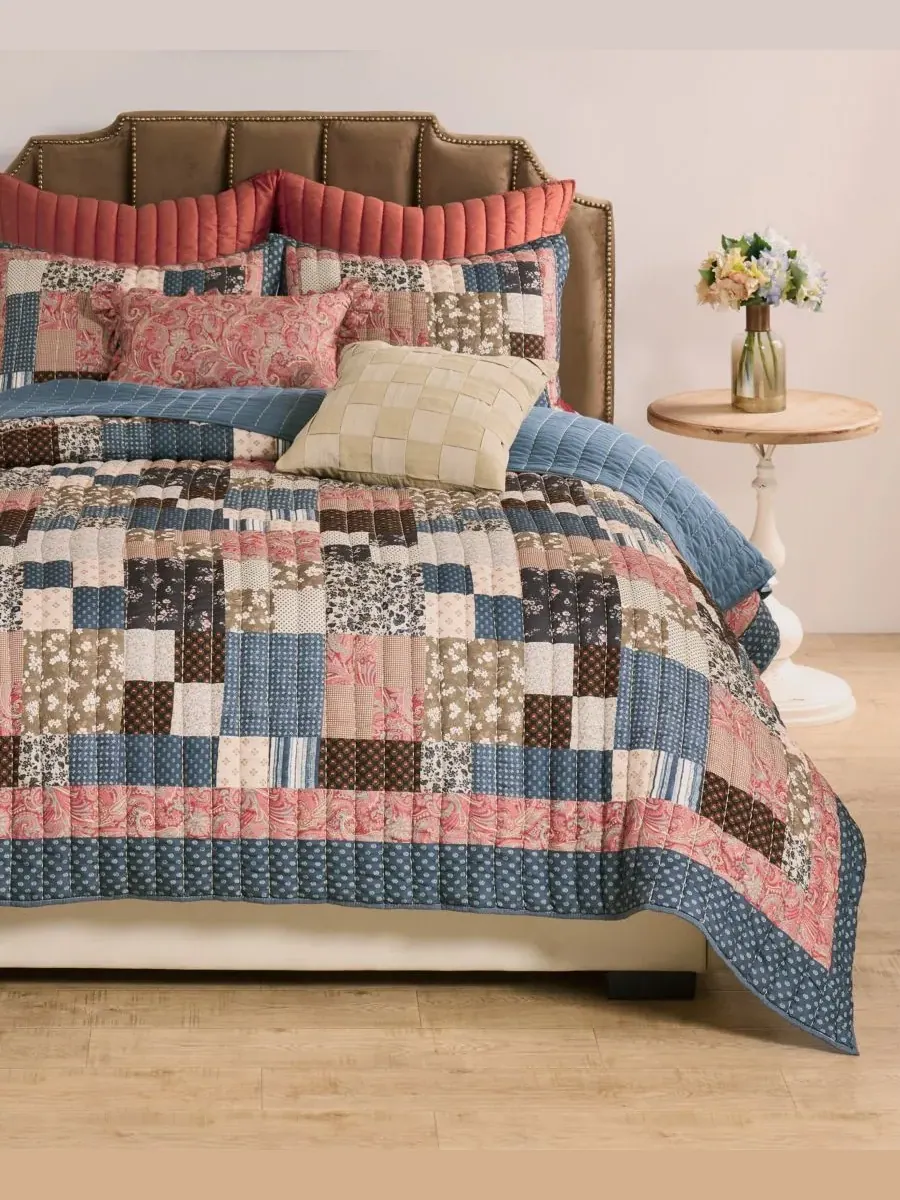 Комплект постельного белья Shiloh Patchwork из 3 предметов, размер Full/Queen Greenland Home — изображение 3 из 4, кремовый