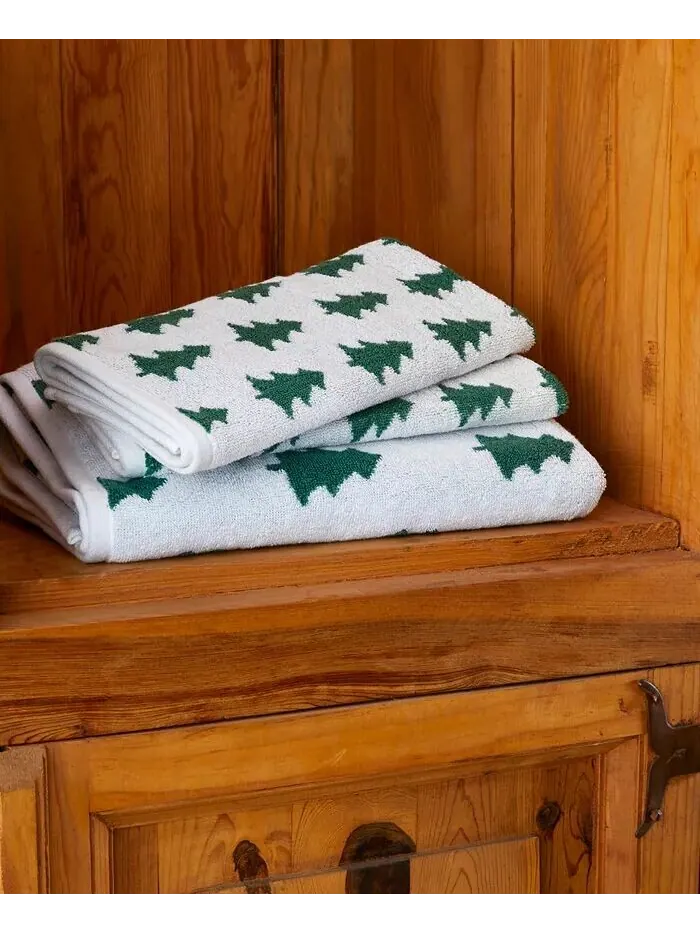 Набор полотенец для рук SKL Home Holiday Trees хлопковых с узором, 2 шт — изображение 4 из 4, бело-зеленый