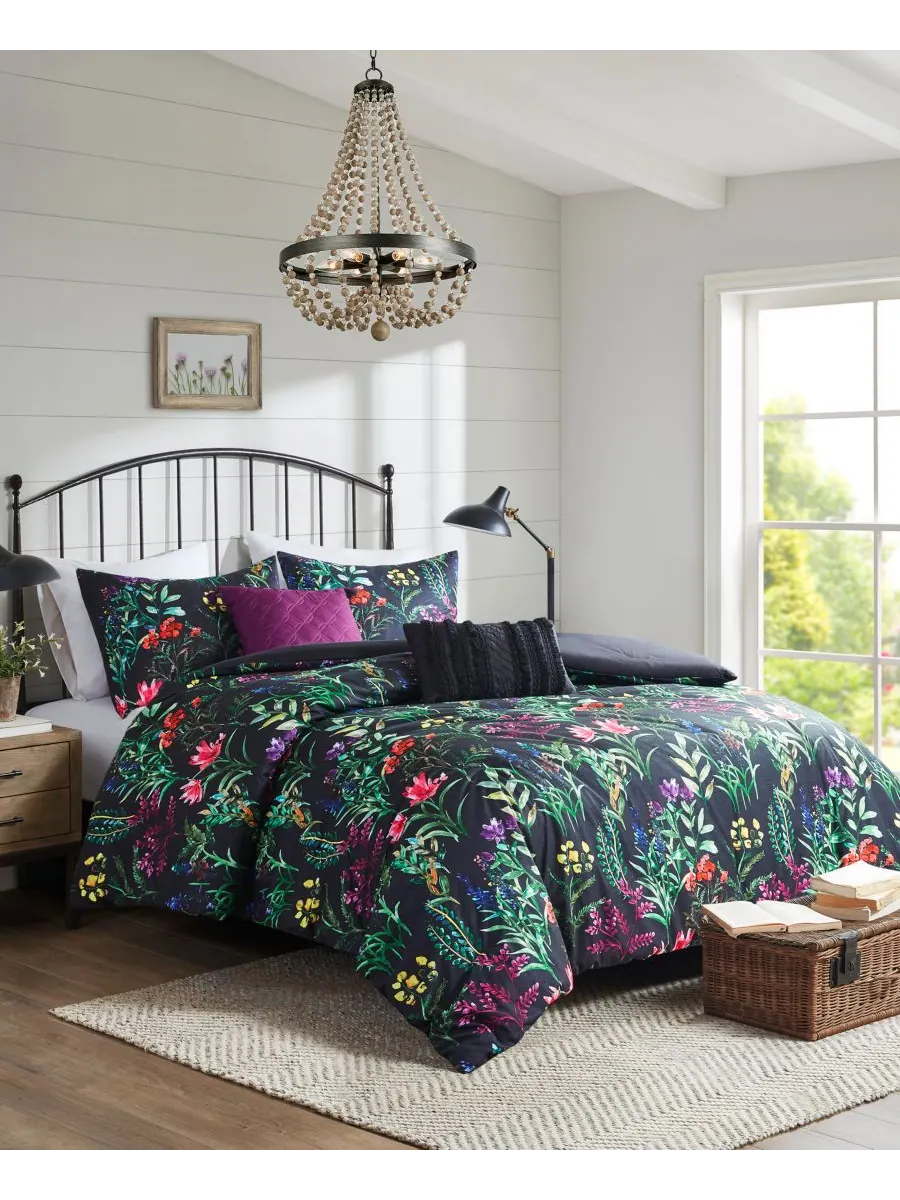 Комплект постельного белья Tasha Floral из 5 предметов, размер Full/Queen Madison Park — изображение 5 из 10, черный