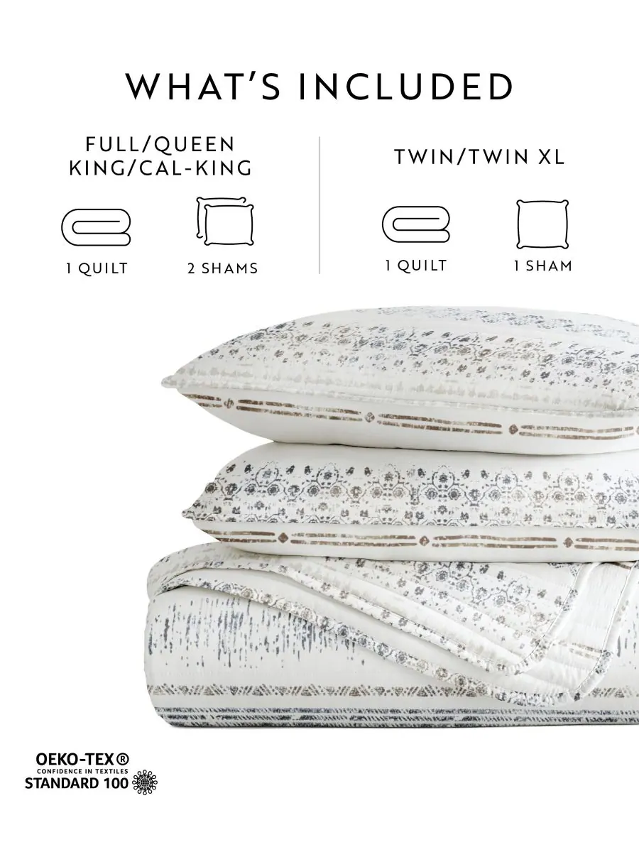 Двусторонний комплект постельного белья Relic Stripe, 2 предмета, размер Twin/Twin XL ienjoy Home — изображение 7 из 10, тауп