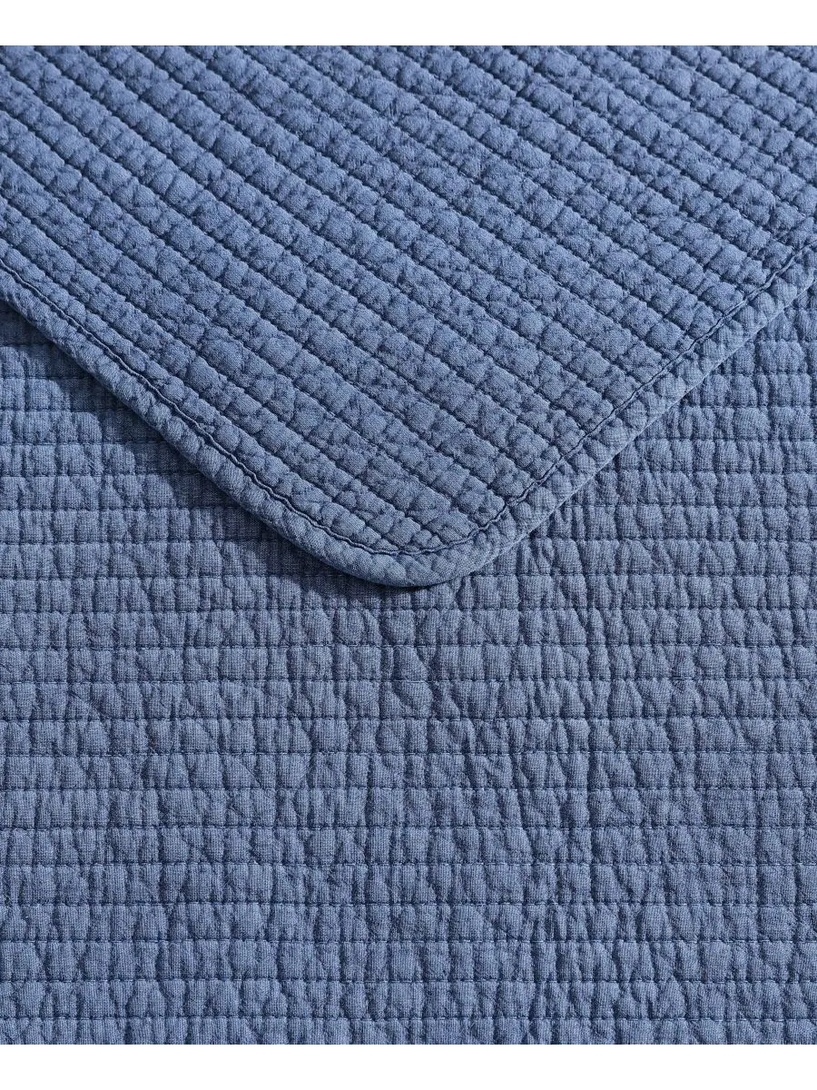 Комплект постельного белья Seashore Stitch Washed из 3 предметов, размер Full/Queen Nautica — изображение 4 из 7, темно-синий