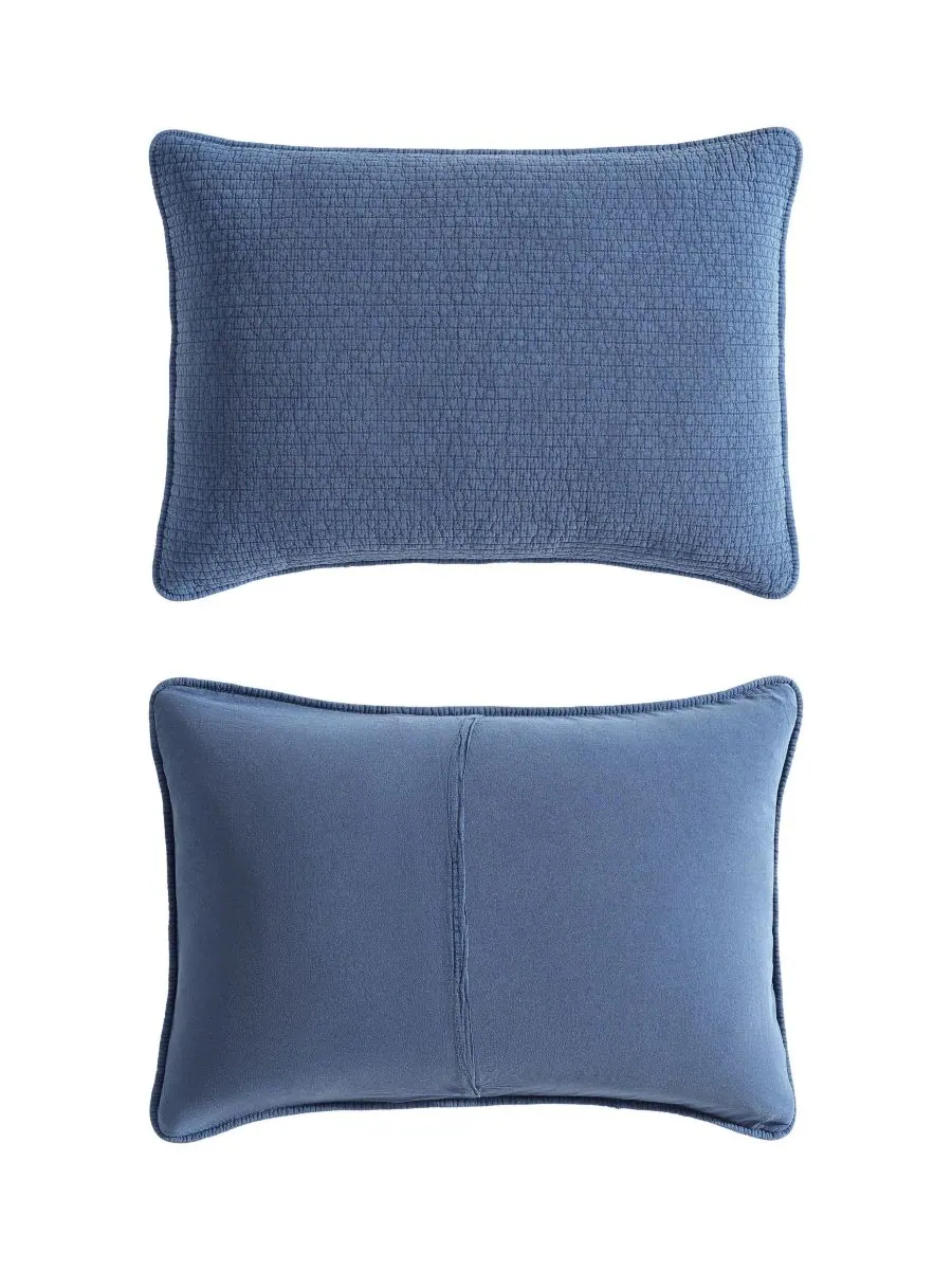 Комплект постельного белья Seashore Stitch Washed из 3 предметов, размер Full/Queen Nautica — изображение 7 из 7, темно-синий
