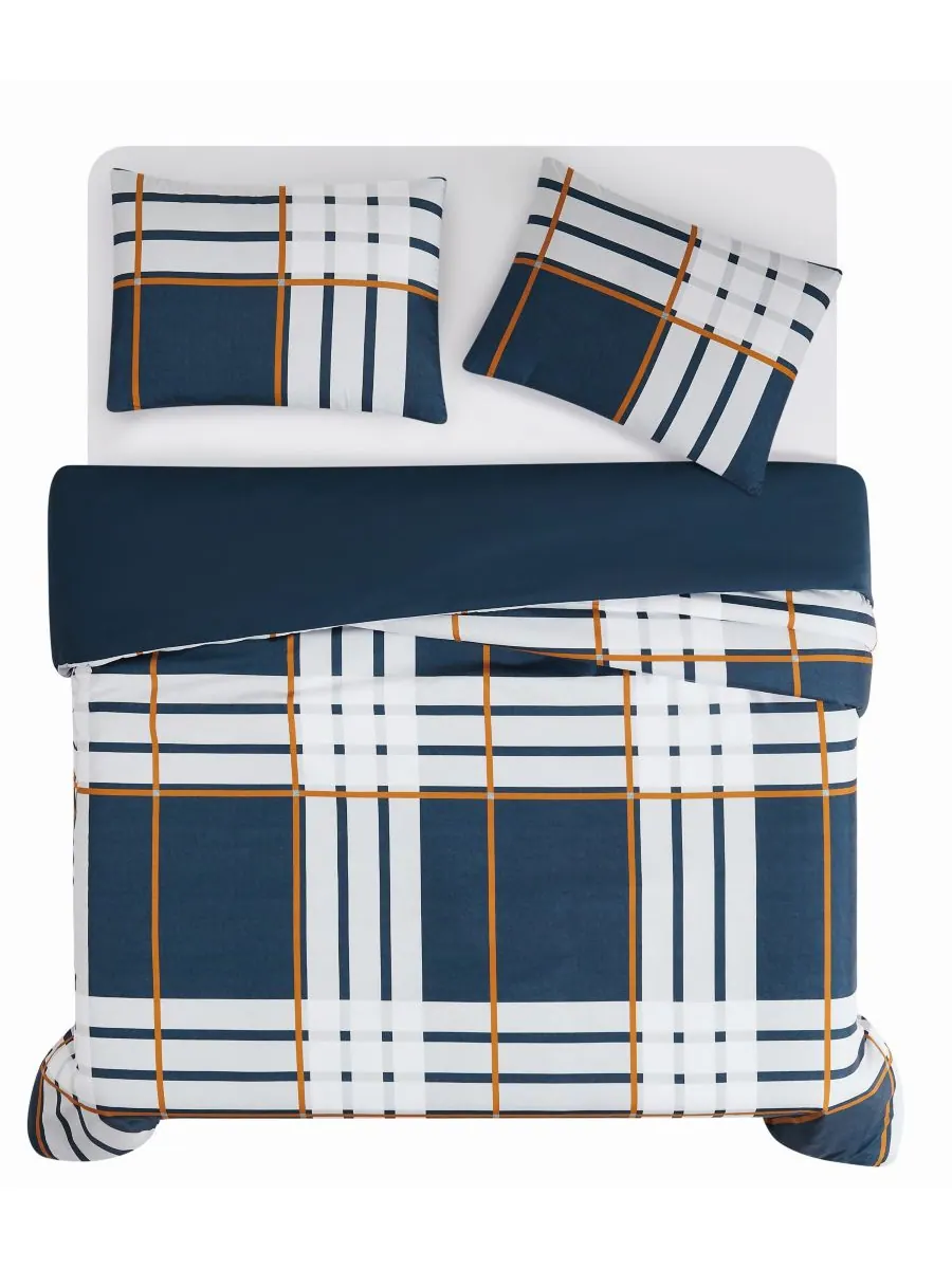 Комплект постельного белья Henry Plaid из 2 предметов, размер Twin/Twin XL Truly Soft — изображение 4 из 6, синий
