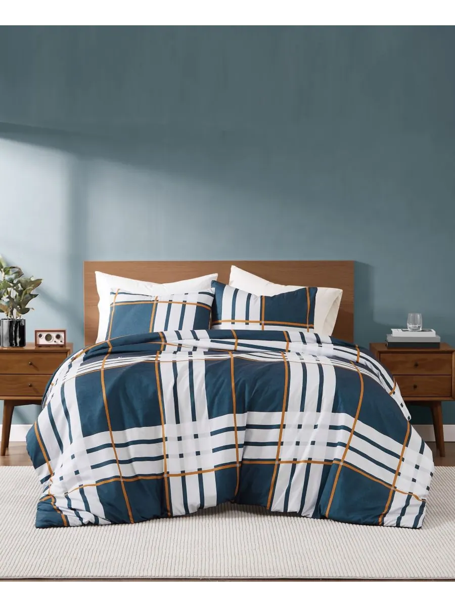 Комплект постельного белья Henry Plaid из 2 предметов, размер Twin/Twin XL Truly Soft — изображение 6 из 6, синий