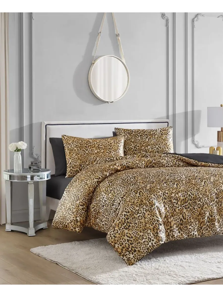 Комплект постельного белья Monica Leopard Satin из 3 предметов, двусторонний, размер Full/Queen