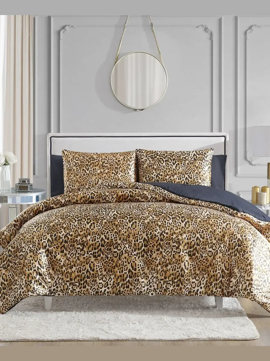 Комплект постельного белья Monica Leopard Satin из 3 предметов, двусторонний, размер Full/Queen — изображение 8 из 8