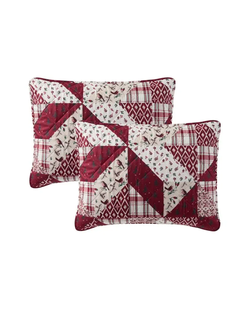 Стеганый комплект с пэчворком Cardinal Patchwork Quilted 3-Piece Quilt Set Seventh Studio — изображение 4 из 5, красный