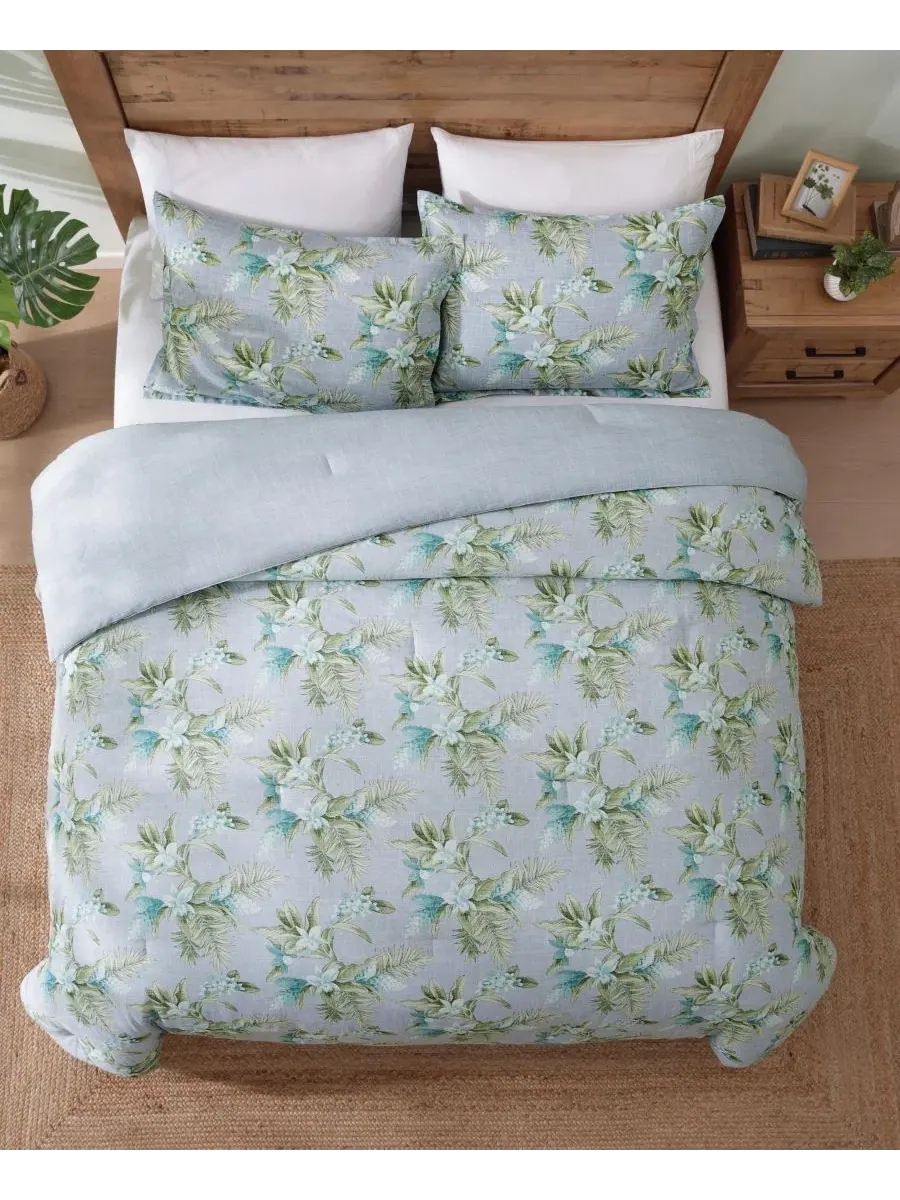 Комплект пододеяльника Tommy Bahama Home с флористическим принтом, 3 предмета, King — изображение 3 из 8, светлый синий