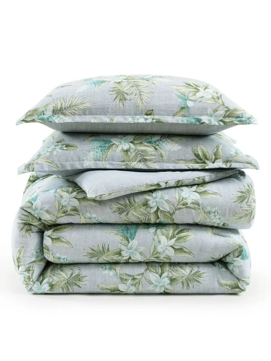 Комплект пододеяльника Tommy Bahama Home с флористическим принтом, 3 предмета, King — изображение 8 из 8, светлый синий