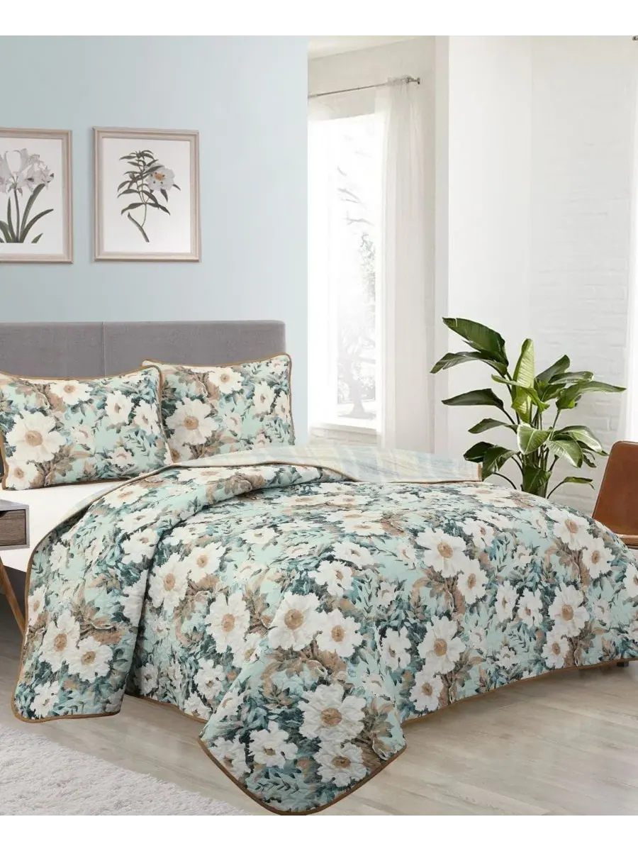 Комплект стеганого покрывала с цветочным принтом Rosa Floral, Queen Stratford Park