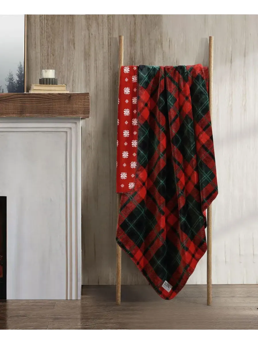 Большой клетчатый фланелевый плед Trailhead, 178 x 152 см Eddie Bauer — изображение 5 из 6, красный/зеленый