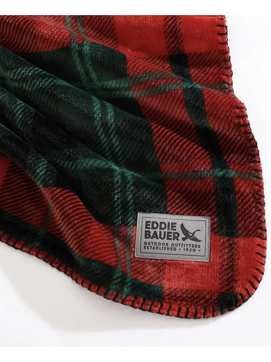 Большой клетчатый фланелевый плед Trailhead, 178 x 152 см Eddie Bauer — изображение 6 из 6, красный/зеленый