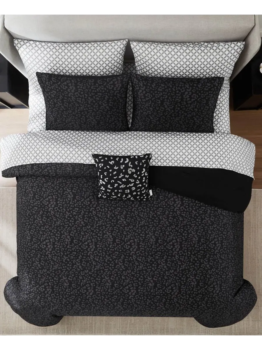 Комплект постельного белья Leopard Bed in a Bag, 8 предметов, Queen Nine West — изображение 3 из 9, черный