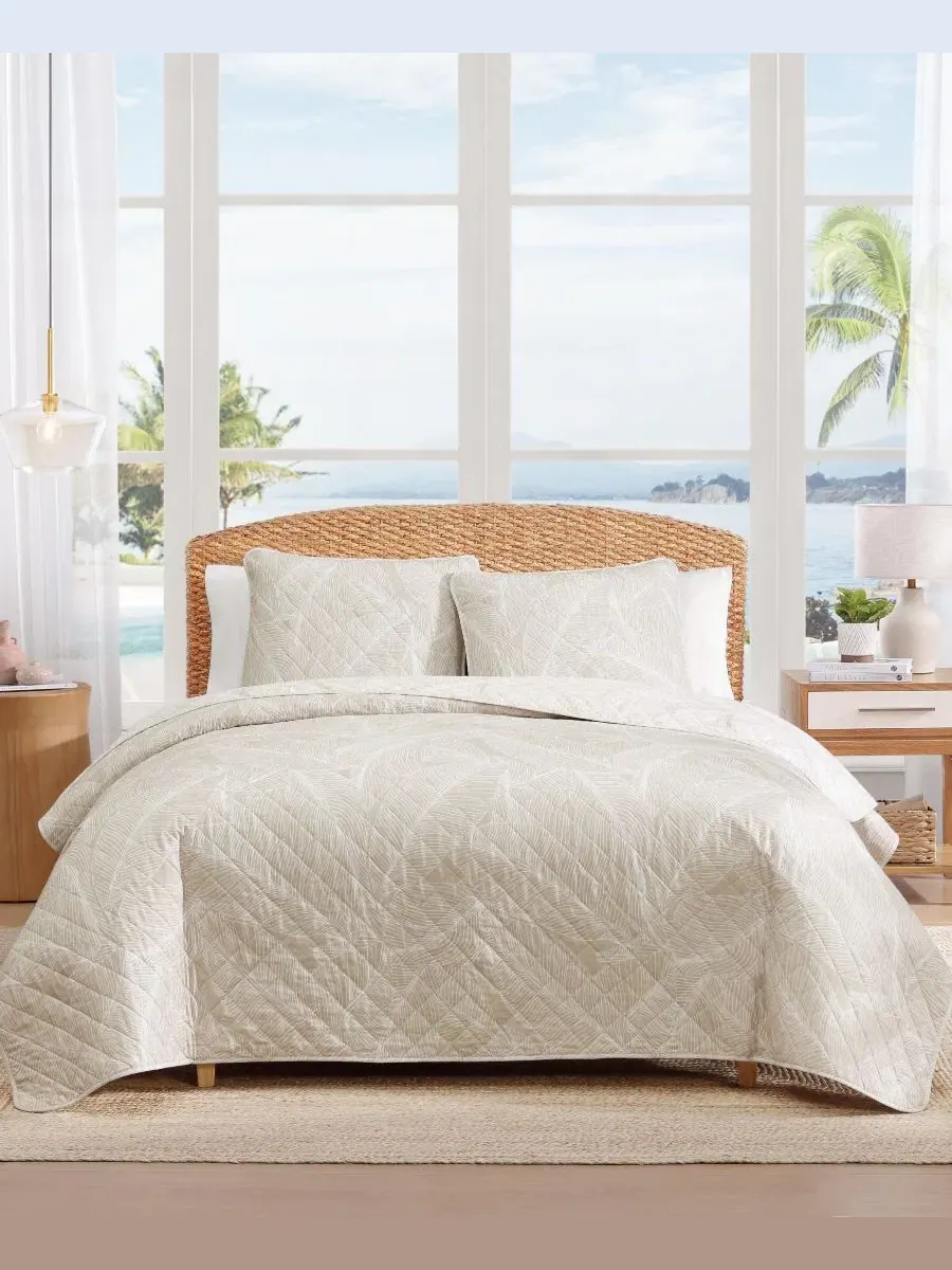 Комплект стеганого покрывала Pebble Palms Cotton Reversible 3-Piece Quilt Set Tommy Bahama Home