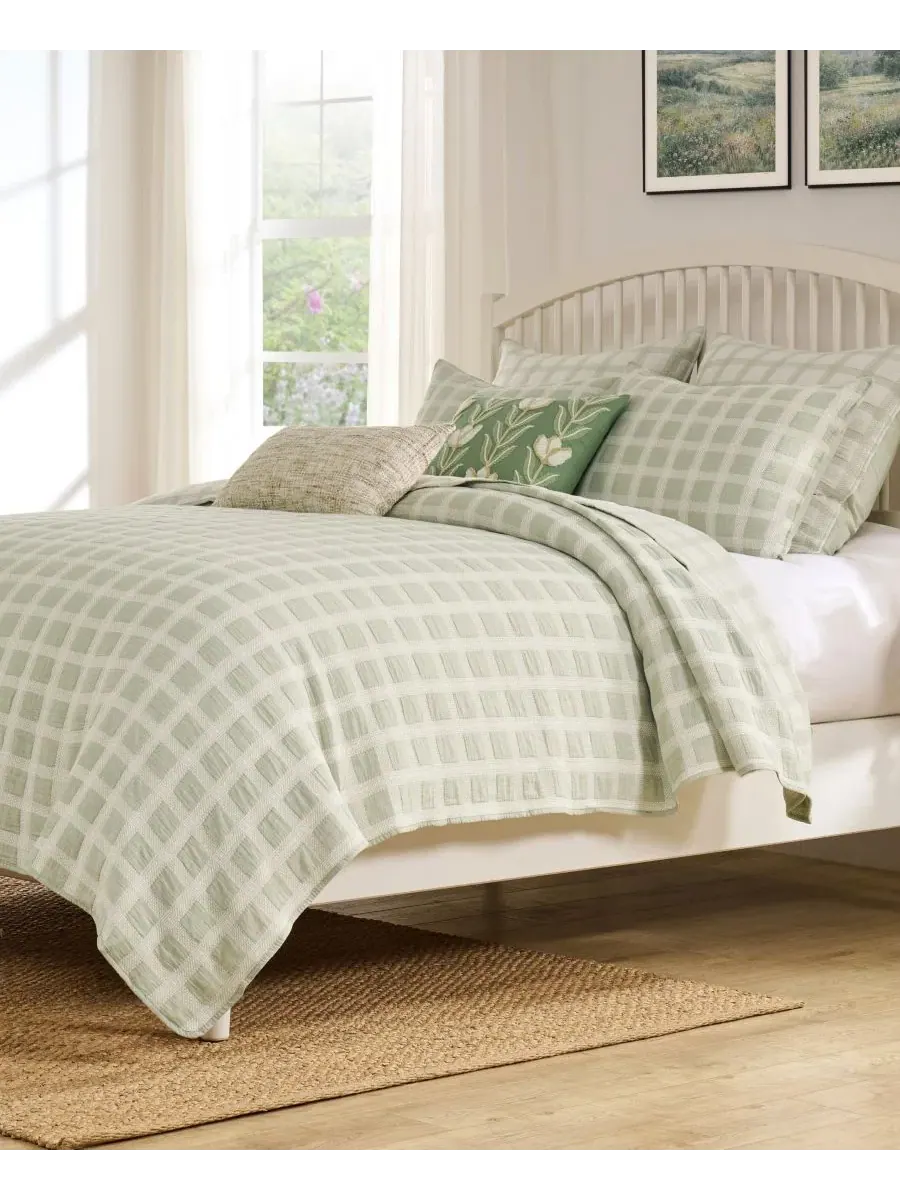 Покрывало-набор из 3 предметов Millhouse Jacquard-Woven, Full/Queen Greenland Home Fashions — изображение 3 из 6, шалфейный