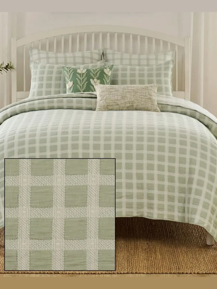 Покрывало-набор из 3 предметов Millhouse Jacquard-Woven, Full/Queen Greenland Home Fashions — изображение 6 из 6, шалфейный