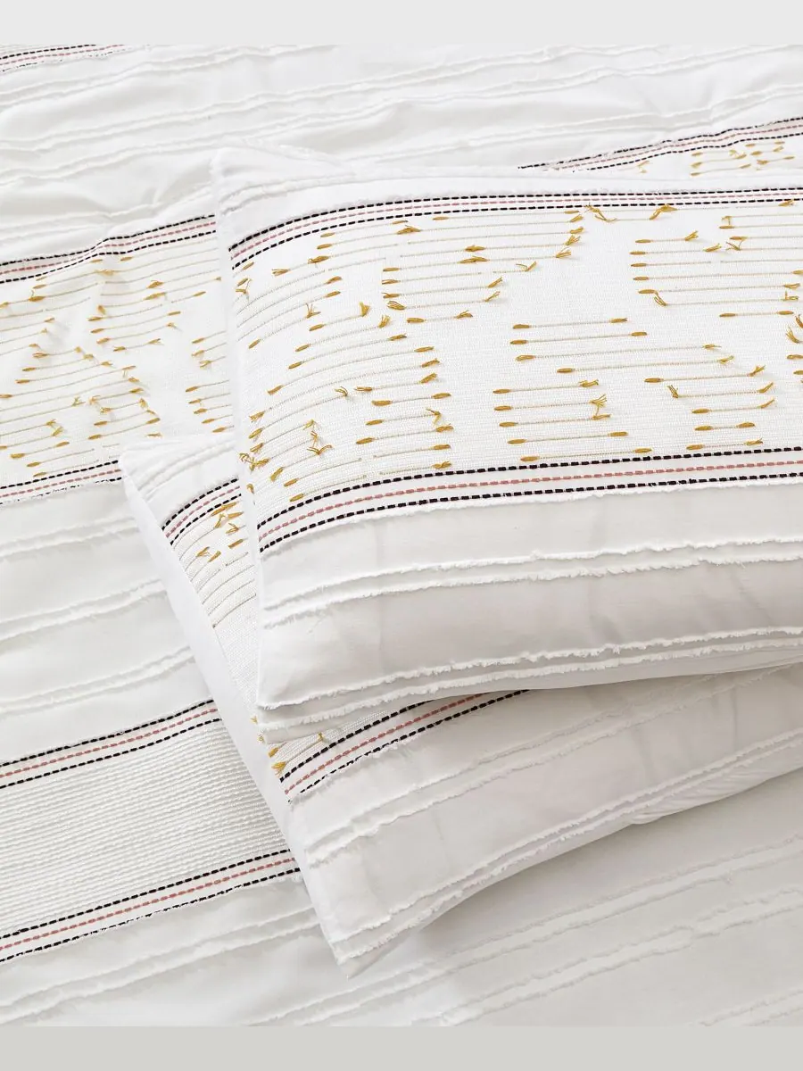 Комплект постельного белья Ferdinico Stripe из 7 предметов, размер Queen Stratford Park — изображение 2 из 7, белый желтый