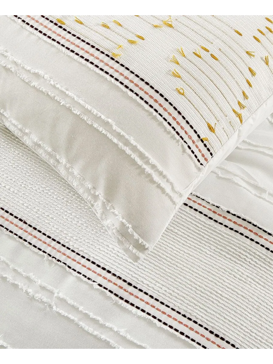 Комплект постельного белья Ferdinico Stripe из 7 предметов, размер Queen Stratford Park — изображение 5 из 7, белый желтый