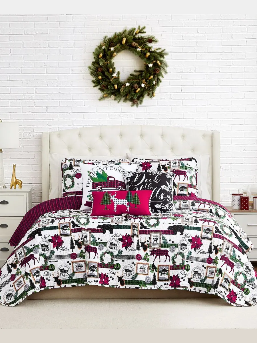 Комплект постельного белья Merry Town Christmas, большой двусторонний, 6 предметов, размер — изображение 2 из 4, мульти