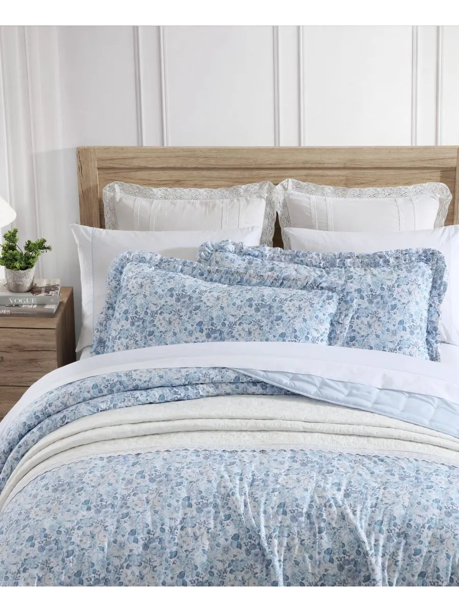 Комплект постельного белья Quartet Dot из 3 предметов, размер King Laura Ashley — изображение 3 из 8, синий