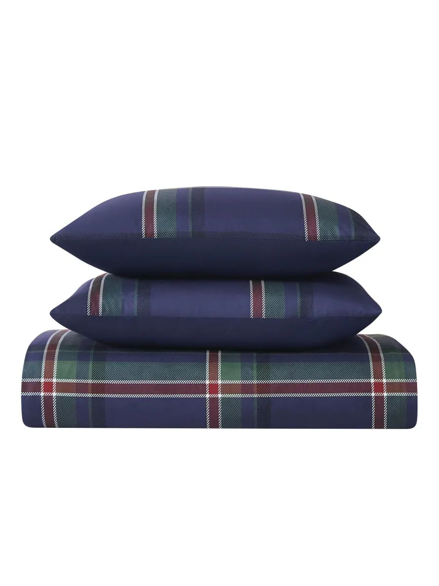 Комплект постельного белья Bronson Plaid из 3 предметов, размер King Truly Soft — изображение 3 из 5, темно-синий