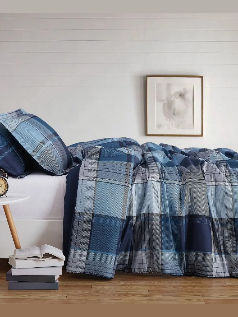 Комплект постельного белья trey plaid из 3 предметов, размер king Truly Soft — изображение 2 из 3, синий