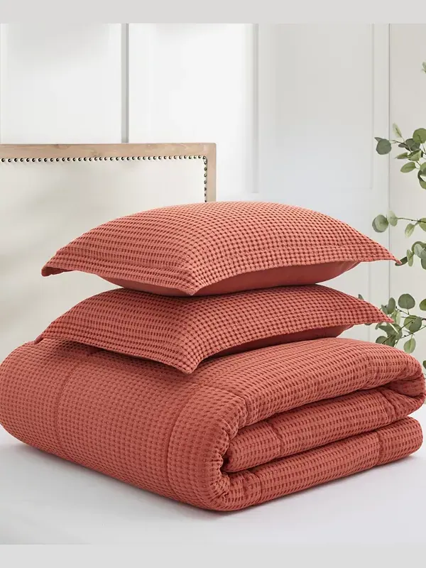 Комплект постельного белья Mills с вафельной текстурой, 2 предмета, 1/2 xl Levtex — изображение 4 из 4, глина