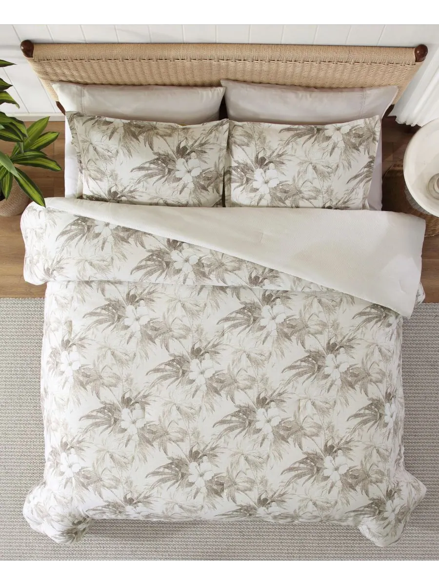 Комплект постельного белья Tommy Bahama Beachway Blooms, двусторонний, 3 предмета, размер — изображение 3 из 9, бежевый