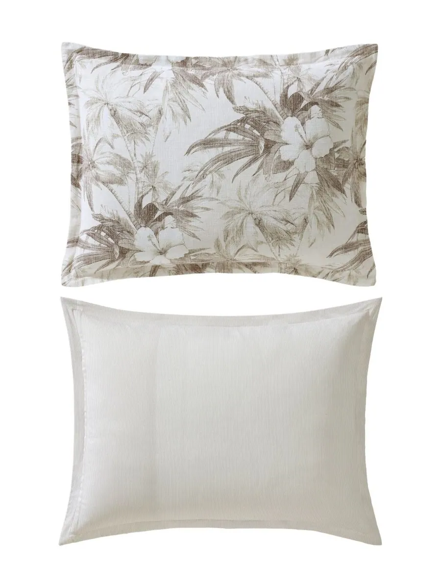 Комплект постельного белья Tommy Bahama Beachway Blooms, двусторонний, 3 предмета, размер — изображение 9 из 9, бежевый