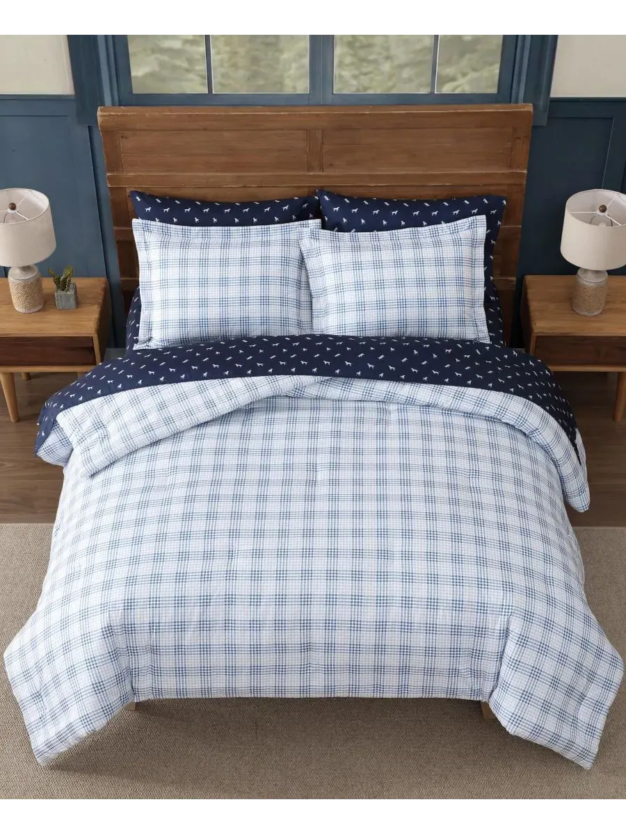 Комплект постельного белья Beach Pine Plaid, 7 предметов, размер Queen Eddie Bauer — изображение 3 из 7, серый синий