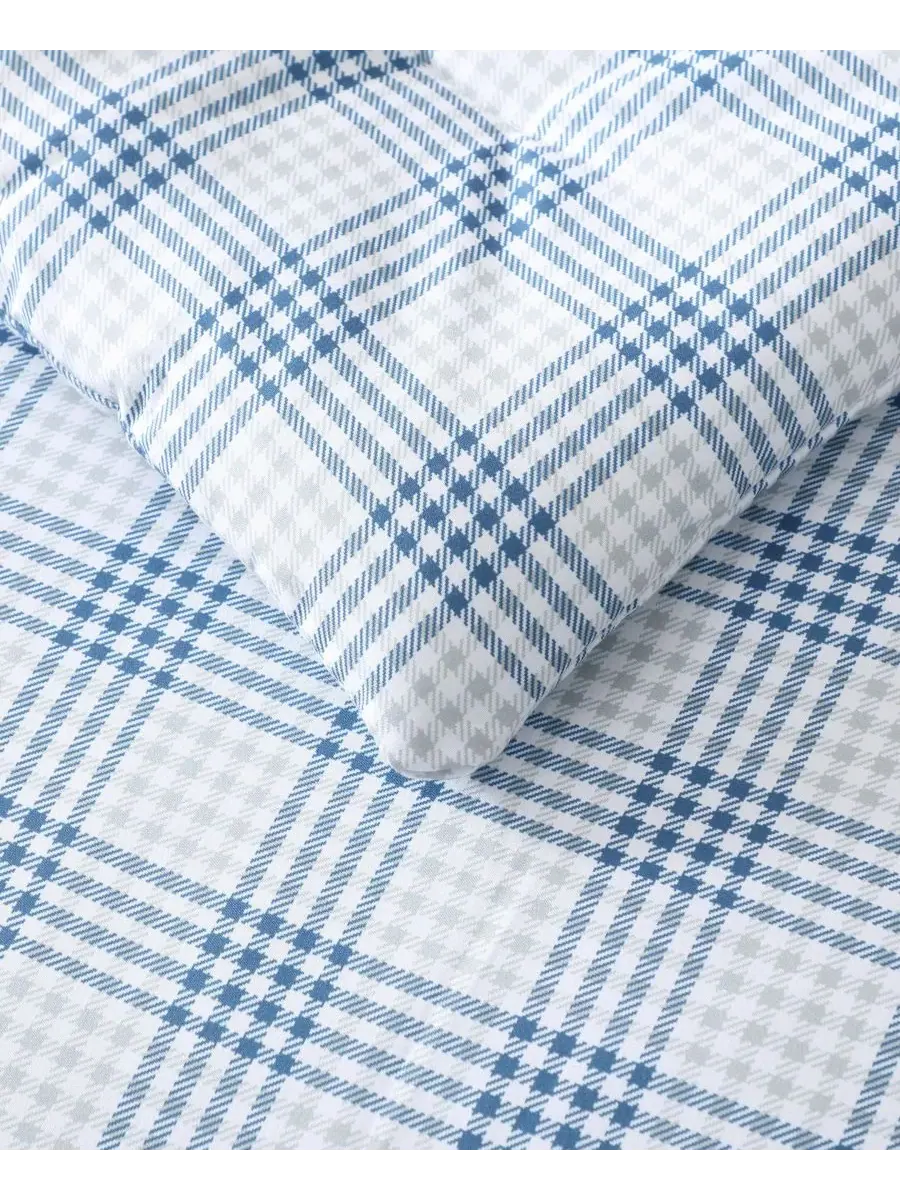 Комплект постельного белья Beach Pine Plaid, 7 предметов, размер Queen Eddie Bauer — изображение 6 из 7, серый синий