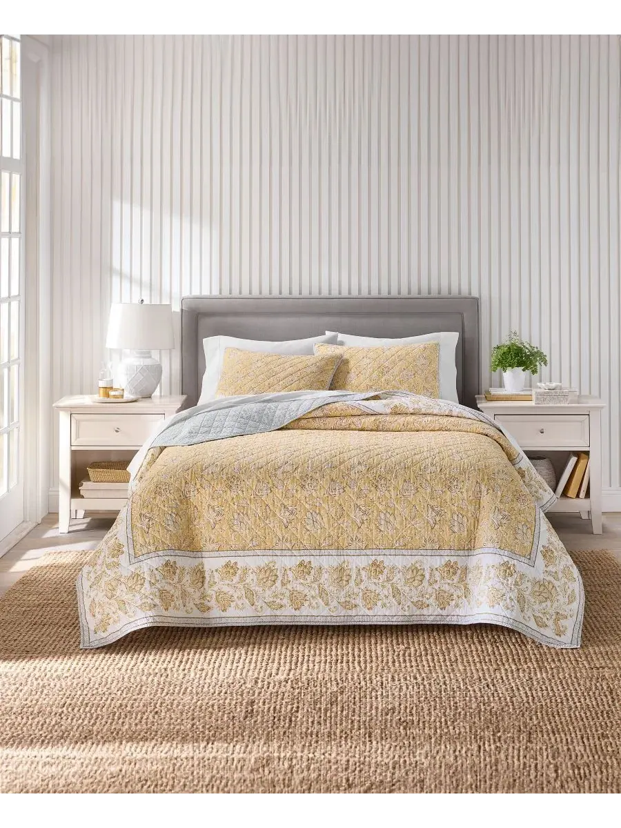 Комплект стеганого покрывала Valencia Jacobean, 2 предмета, Twin Charter Club — изображение 6 из 6, желтый