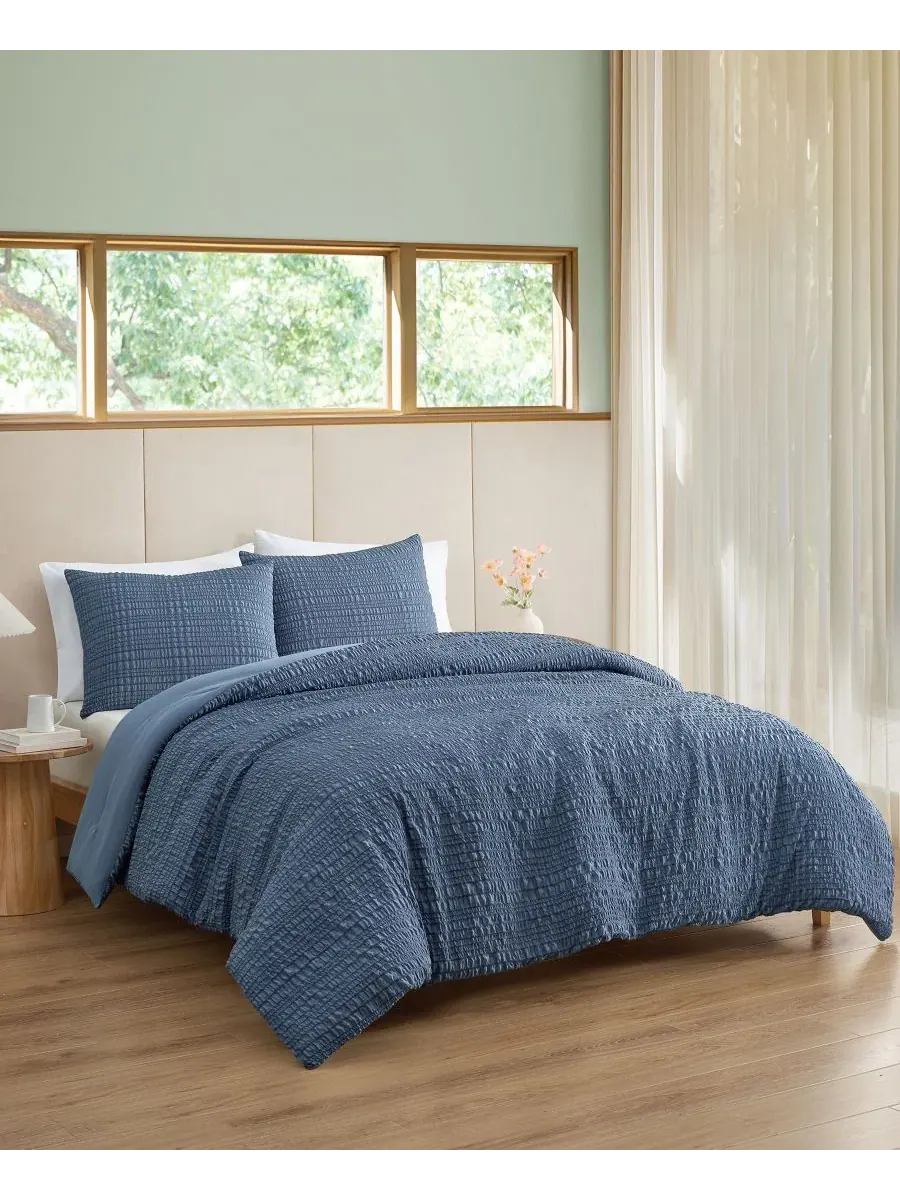 Комплект стеганого одеяла Devon Seersucker, Full/Queen, UGG — изображение 3 из 5, синий